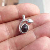 Garnet Leaf Silver Pendant, Sterling Silver Gemstone Pendant with Garnet, Sterling silver pendant