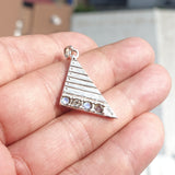 Natural Moonstone Pendant, Sterling Silver Pendant, Triangle shaped pendant, 4 Moonstone Pendant, round Moonstones, moonstone Charm