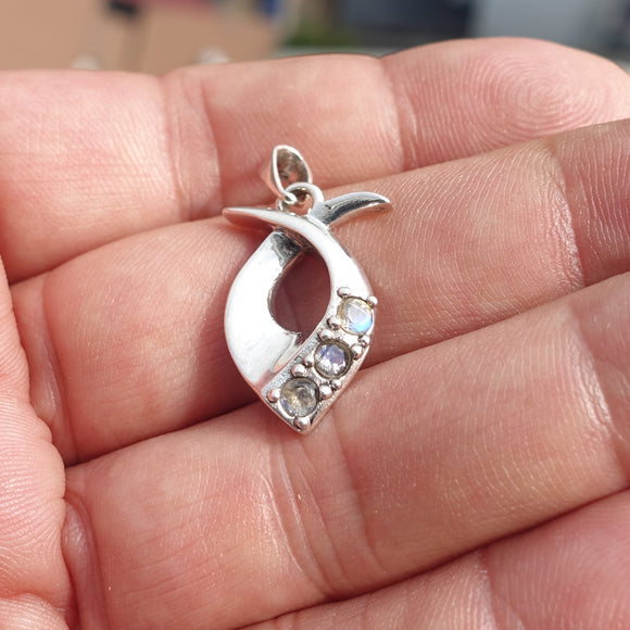 Natural Moonstone Pendant, Sterling Silver Pendant, Loop shaped pendant, 3 Moonstone Pendant, round Moonstones, moonstone Charm