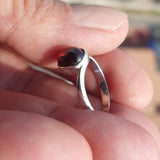 Red Garnet Ring, Sterling Silver Ring, Solitaire Ring with red Garnet Cabochon, handmade silver ring, Minimalist design, gift for her - Size 7