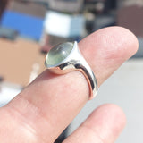 Natural Prehnite Ring, Sterling Silver Solitaire Ring, pear shaped green Prehnite, Minimist design, natural gemstone, gift for her - Size 6