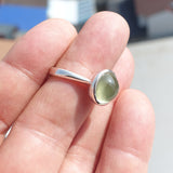 Natural Prehnite Ring, Sterling Silver Solitaire Ring, Oval shaped green Prehnite, Minimist design, natural gemstone, gift for her - Size 7