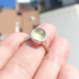 Natural Prehnite Ring, Sterling Silver Solitaire Ring, Oval shaped green Prehnite, Minimist design, natural gemstone, gift for her - Size 7