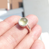 Natural Prehnite Ring, Sterling Silver Solitaire Ring, Oval shaped green Prehnite, Minimist design, natural gemstone, gift for her - Size 7