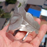 Two Leafs Bracelet, Hand Crafted Sterling Silver Bracelet / Bangle with 2 Leafs