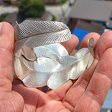 Two Leafs Bracelet, Hand Crafted Sterling Silver Bracelet / Bangle with 2 Leafs
