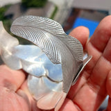 Two Leafs Bracelet, Hand Crafted Sterling Silver Bracelet / Bangle with 2 Leafs