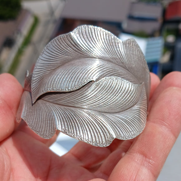 Two Leafs Bracelet, Hand Crafted Sterling Silver Bracelet / Bangle with 2 Leafs