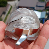 Two Leafs Bracelet, Hand Crafted Sterling Silver Bracelet / Bangle with 2 Leafs