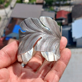 Extra wide Hand Crafted Sterling Silver Bracelet / Bangle with many Leafs