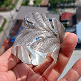 Extra wide Hand Crafted Sterling Silver Bracelet / Bangle with many Leafs