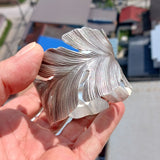 Extra wide Hand Crafted Sterling Silver Bracelet / Bangle with many Leafs