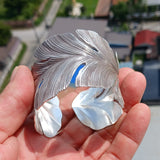 Extra wide Hand Crafted Sterling Silver Bracelet / Bangle with many Leafs
