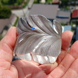 Extra wide Hand Crafted Sterling Silver Bracelet / Bangle with many Leafs