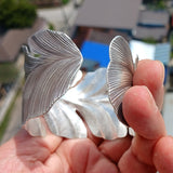 Extra wide Hand Crafted Sterling Silver Bracelet / Bangle with many Leafs