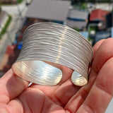Minimalist Bracelet, Engraved Sterling Silver Bracelet, Extra wide Bracelet, Hand Crafted Sterling Silver Bracelet / Bangle