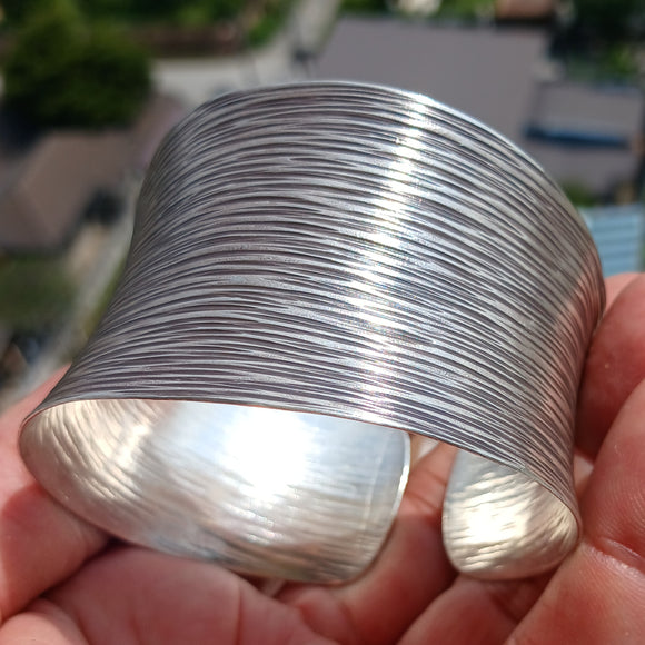 Minimalist Silver Bracelet, Sterling Silver Bracelet, Extra wide Bracelet, Hand Crafted Sterling Silver Bracelet / Bangle