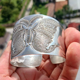 Butterfly Silver Bracelet, Minimalist Sterling Silver Bracelet, Extra wide Bracelet, Hand Crafted Sterling Silver Bracelet / Bangle