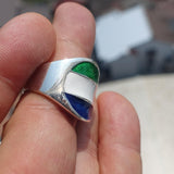 Sierra Leone Flag Ring, Sterling Silver Ring, Pinky Ring, Flag of Sierra Leone, Sport Event Outfit, Fan Apparel, Mens Silver Ring, Gift for Fans, Sierra Leone Flag