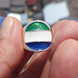 Sierra Leone Flag Ring, Sterling Silver Ring, Pinky Ring, Flag of Sierra Leone, Sport Event Outfit, Fan Apparel, Mens Silver Ring, Gift for Fans, Sierra Leone Flag