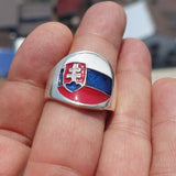 Slovakian Flag Ring, Sterling Silver Ring, Pinky Ring, Flag of Slovakia, Sport Event Outfit, Fan Apparel, Mens Silver Ring, Gift for Fans, Slovakia Flag