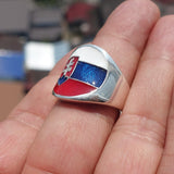Slovakian Flag Ring, Sterling Silver Ring, Pinky Ring, Flag of Slovakia, Sport Event Outfit, Fan Apparel, Mens Silver Ring, Gift for Fans, Slovakia Flag