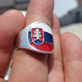 Slovakian Flag Ring, Sterling Silver Ring, Pinky Ring, Flag of Slovakia, Sport Event Outfit, Fan Apparel, Mens Silver Ring, Gift for Fans, Slovakia Flag