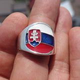 Slovakian Flag Ring, Sterling Silver Ring, Pinky Ring, Flag of Slovakia, Sport Event Outfit, Fan Apparel, Mens Silver Ring, Gift for Fans, Slovakia Flag