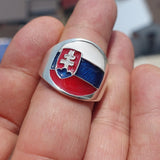 Slovakian Flag Ring, Sterling Silver Ring, Pinky Ring, Flag of Slovakia, Sport Event Outfit, Fan Apparel, Mens Silver Ring, Gift for Fans, Slovakia Flag