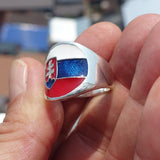 Slovakian Flag Ring, Sterling Silver Ring, Pinky Ring, Flag of Slovakia, Sport Event Outfit, Fan Apparel, Mens Silver Ring, Gift for Fans, Slovakia Flag