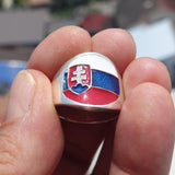 Slovakian Flag Ring, Sterling Silver Ring, Pinky Ring, Flag of Slovakia, Sport Event Outfit, Fan Apparel, Mens Silver Ring, Gift for Fans, Slovakia Flag