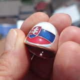 Slovakian Flag Ring, Sterling Silver Ring, Pinky Ring, Flag of Slovakia, Sport Event Outfit, Fan Apparel, Mens Silver Ring, Gift for Fans, Slovakia Flag