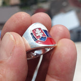 Slovakian Flag Ring, Sterling Silver Ring, Pinky Ring, Flag of Slovakia, Sport Event Outfit, Fan Apparel, Mens Silver Ring, Gift for Fans, Slovakia Flag