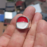 Indonesian Flag Ring, Sterling Silver Ring, Pinky Ring, Flag of Indonesia, Sport Event Outfit, Fan Apparel, Mens Silver Ring, Gift for Fans, Indonesia Flag
