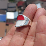 Indonesian Flag Ring, Sterling Silver Ring, Pinky Ring, Flag of Indonesia, Sport Event Outfit, Fan Apparel, Mens Silver Ring, Gift for Fans, Indonesia Flag