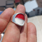 Indonesian Flag Ring, Sterling Silver Ring, Pinky Ring, Flag of Indonesia, Sport Event Outfit, Fan Apparel, Mens Silver Ring, Gift for Fans, Indonesia Flag