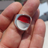 Indonesian Flag Ring, Sterling Silver Ring, Pinky Ring, Flag of Indonesia, Sport Event Outfit, Fan Apparel, Mens Silver Ring, Gift for Fans, Indonesia Flag