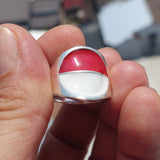 Indonesian Flag Ring, Sterling Silver Ring, Pinky Ring, Flag of Indonesia, Sport Event Outfit, Fan Apparel, Mens Silver Ring, Gift for Fans, Indonesia Flag