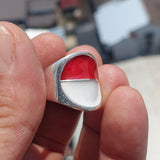 Indonesian Flag Ring, Sterling Silver Ring, Pinky Ring, Flag of Indonesia, Sport Event Outfit, Fan Apparel, Mens Silver Ring, Gift for Fans, Indonesia Flag