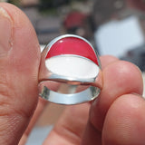 Indonesian Flag Ring, Sterling Silver Ring, Pinky Ring, Flag of Indonesia, Sport Event Outfit, Fan Apparel, Mens Silver Ring, Gift for Fans, Indonesia Flag