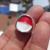 Indonesian Flag Ring, Sterling Silver Ring, Pinky Ring, Flag of Indonesia, Sport Event Outfit, Fan Apparel, Mens Silver Ring, Gift for Fans, Indonesia Flag