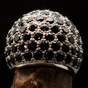 Red Garnet Ring, Sterling Silver Ring, Sphere Ring with 86 Stones of 3 mm red Garnets, handmade gemstone ring, Unique design, hallmarked 925