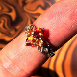 Orange Sapphire Ring, Sterling Silver Ring, Orange and Yellow Sapphires and CZ, Handmade Silver Ring, Unique Design, Gift for Her - Size 6.5