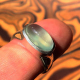 Green Prehnite Ring, Sterling Silver Solitaire Ring, oval green Prehnite, handmade silver jewelry, unique design, gift for her - Size 6.5