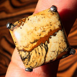 Jasper Ring, Sterling Silver Ring, Picture Jasper Ring, handmade silver ring, unique design, handmade gemstone ring, gift for her - Size 7