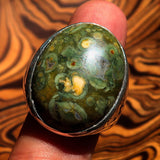 Men's Jasper Ring,Mirror polished Sterling Silver ring, Men's Solitaire Ring with green Jasper, handmade jasper ring, unique gift, Size 10.5