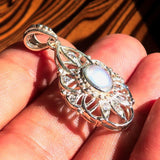 Moonstone Pendant, Sterling Silver Pendant, oval Ceylon Moonstone, handmade Jewelry, handmade silver necklace, hallmarked 925 unique pendant