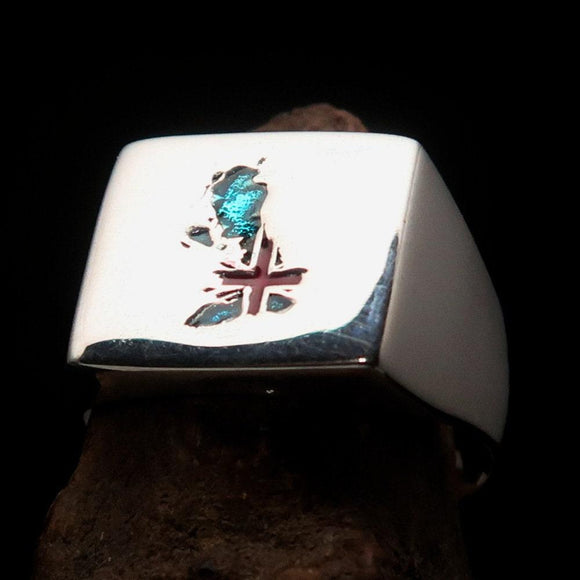 Union Jack Ring, Sterling Silver Ring, Pinky Ring, Flag of the United Kingdom, Sport Event Outfit, Fan Apparel, Men's Silver Ring, UK Flag