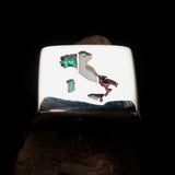 Italian Flag Ring, Square shaped Ring, Mirror polished Sterling Silver Ring, Mens Pinky Ring, Flag of Italy, Sport Event Outfit, fan apparel