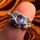 Moonstone Ring, Moonstone Silver Ring, Sterling Silver Ring, Solitaire Ring, Rose Flower Ring, oval shaped Moonstone, unique gift, Size 7.75